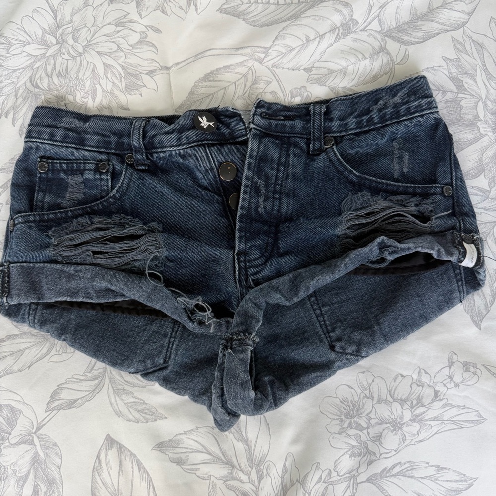One Teaspoon Dark Blue Denim Shorts